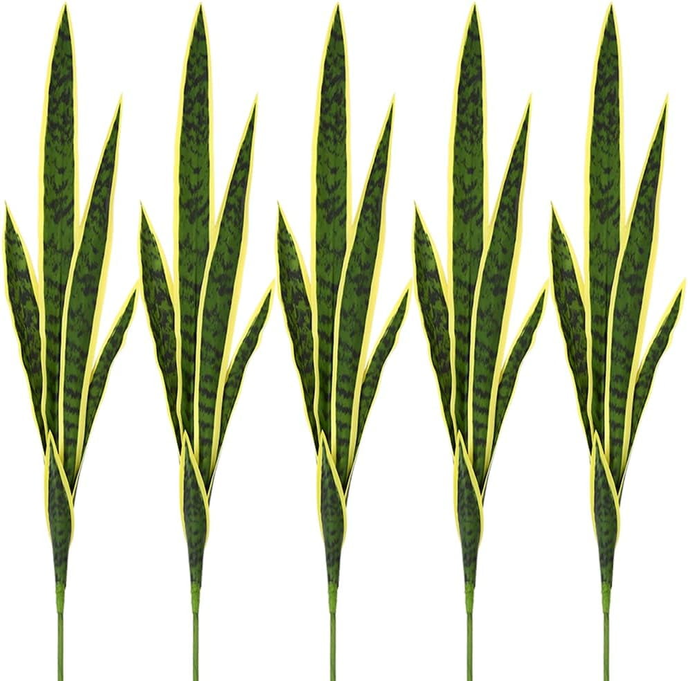 5 Pack Artificial Snake Plants Faux Agave Plant Fake Sansevieria