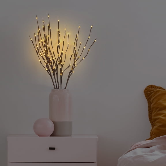5-Pack Artificial Twig Branch LED Lights - Bendable Battery-Powered Ambience Decor for Home & Vase