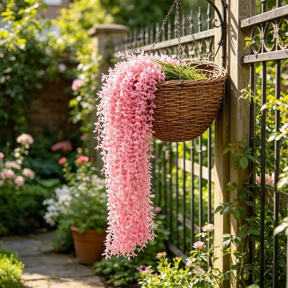5 Pack Artificial Weeping Willow Hanging Vines, 37.4 inch Aesthetic Faux Floral Trailing Vine Arrangement, Decorative Greenery for Wedding Living Room Outdoor Courtyard Festival Everyday Decor