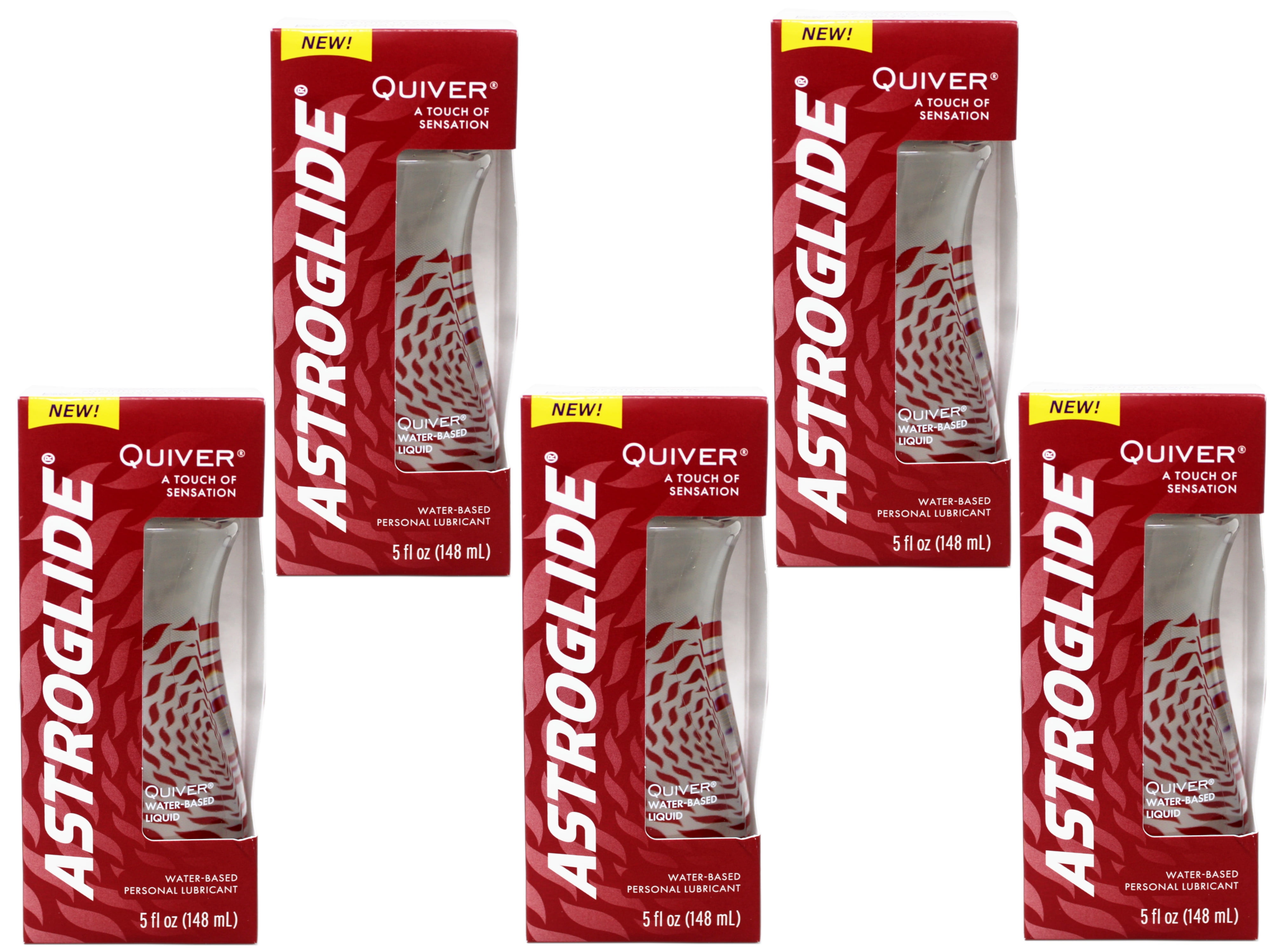 5 Pack - Astroglide Quiver Personal Lubricant, Water Based Lube, 5 FL OZ