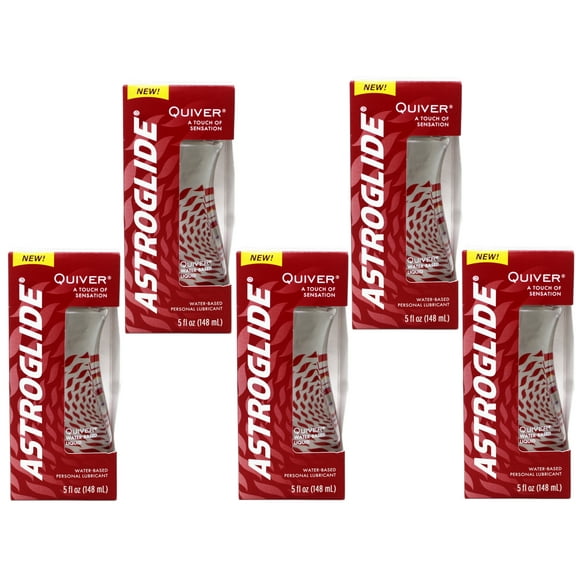 5 Pack - Astroglide Quiver Personal Lubricant, Water Based Lube, 5 FL OZ