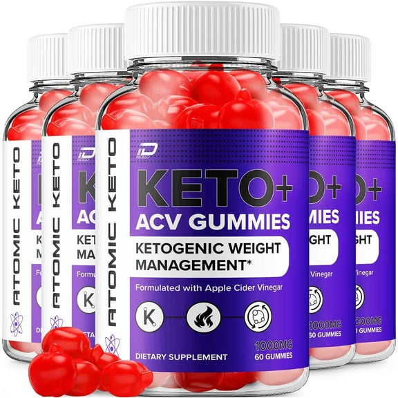 (5 Pack) Atomic Keto Gummies - Atomic Keto Apple Cider Vinegar Gummy Supplement for Energy - Atomic Keto Keto Gummies Dietary Supplement (300 Gummies)
