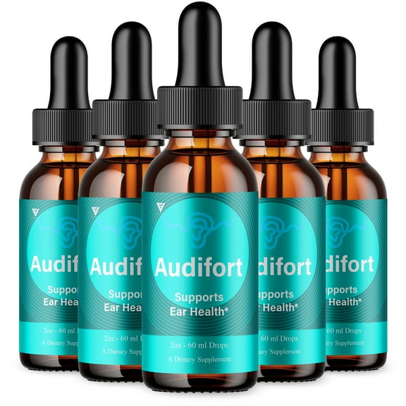 (5 Pack) Audifort Advanced Tinnitus Drops, Audifort Maximum Strength Hearing And Overall Health Formula (10oz)
