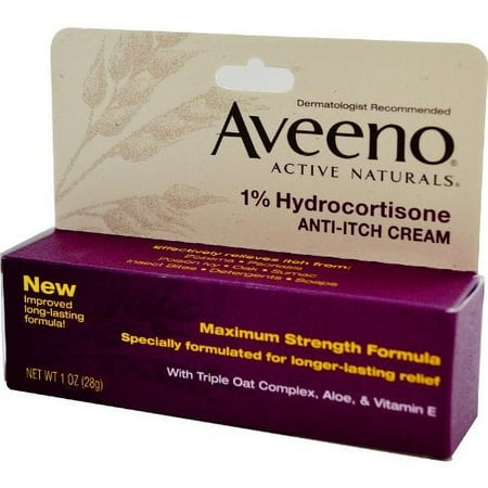 5 Pack - Aveeno Maximum Strength Anti-itch Cream, 1% Hydrocortisone - 1oz Each