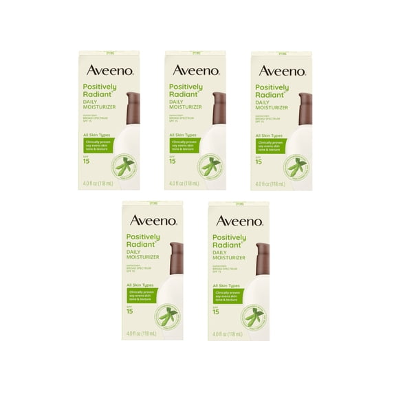 5 Pack - Aveeno Positively Radiant Daily Moisturizer, SPF 15 4oz Each