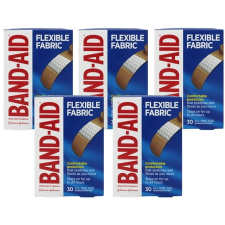 5 Pack - BAND-AID Bandages Flexible Fabric All One Size 30 Each