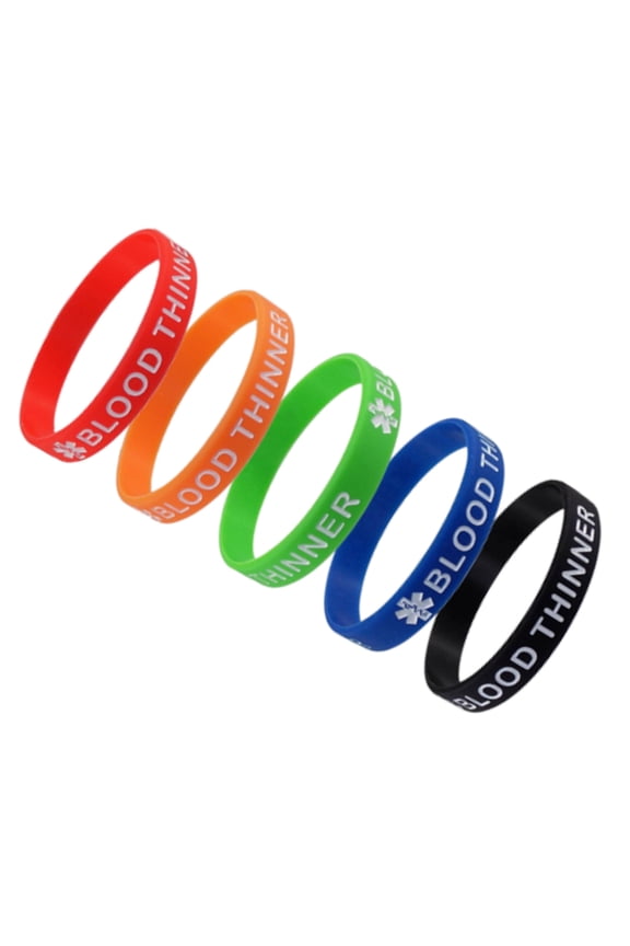 5 Pack - "BLOOD THINNER" Silicone Bracelet Wristbands