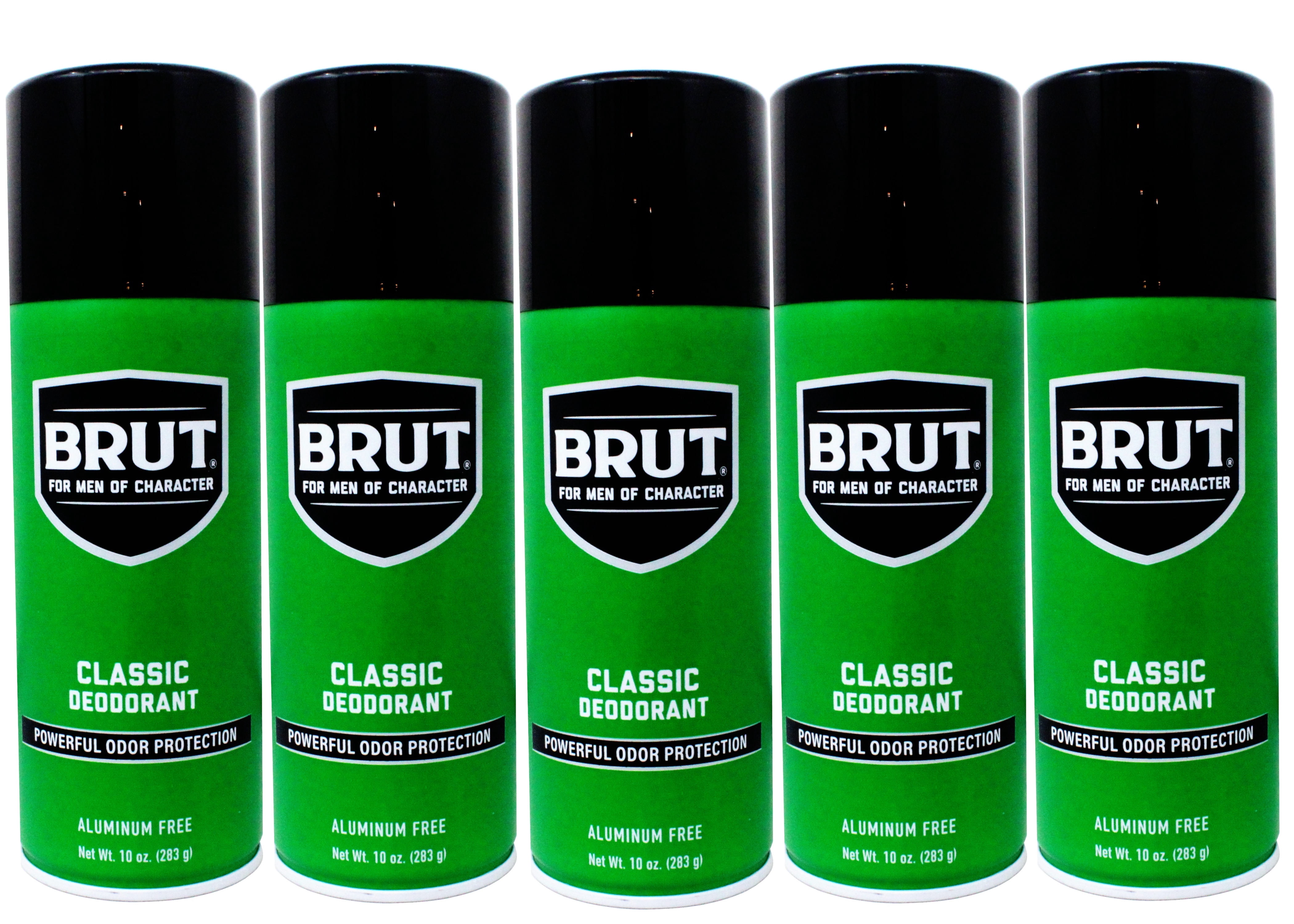5 Pack Brut Classic Aluminum-Free Deodorant Spray, Powerful Odor Protection 10 oz