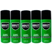 5 Pack Brut Classic Aluminum-Free Deodorant Spray, Powerful Odor Protection 10 oz