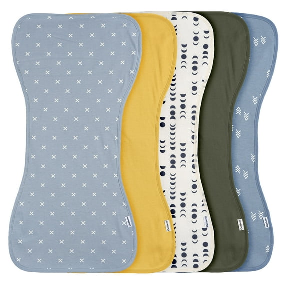 5-Pack Baby Boys Blue Gold Burpcloth