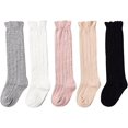 thumbnail image 1 of 5 Pack Baby Girl Knee High Socks Toddler Dress Socks Baby Bow Stocking Cotton Infant Socks, 1 of 7