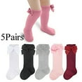 thumbnail image 1 of 5 Pack Baby Girls Knee High Socks Long Bow Socks for Baby Girls,Multicolor,(3-5Year), 1 of 9