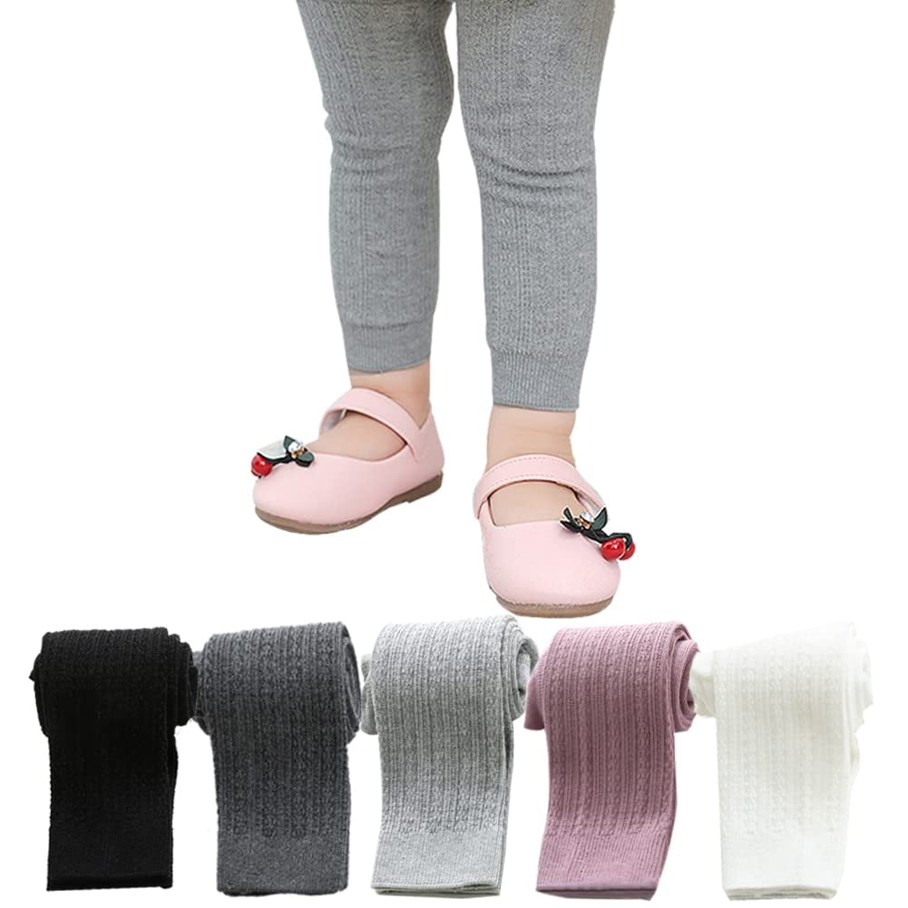 5 Pack Baby Little Girls Ankle Cable Knit Leggings Pants Kids Footless
