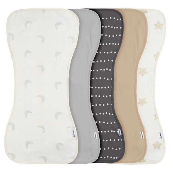 5-Pack Baby Neutral Tan Grey Burpcloth