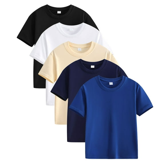 5 Pack Baby Toddler Boys Solid Short-Sleeve Tee Shirts Infant Cotton T-Shirt with Crew Neck for Toddlers Casual Loose Blouse T Shirts Multicolor 3T