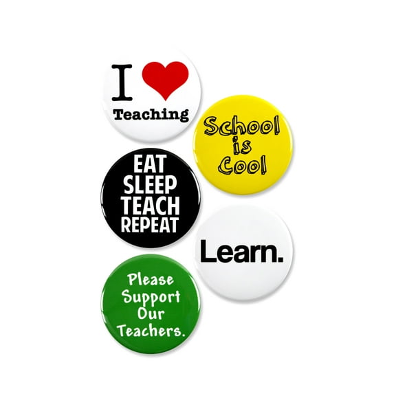 5 Pack - Back To School Teachers Variety Pack Pinback Buttons - 2.25 Inch