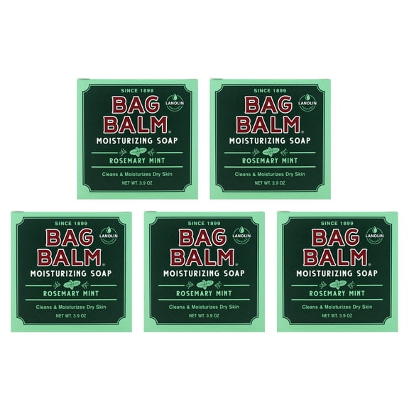 5 Pack Bag Balm Mega Moisturizing Soap Rosemary Mint 3.90oz Each