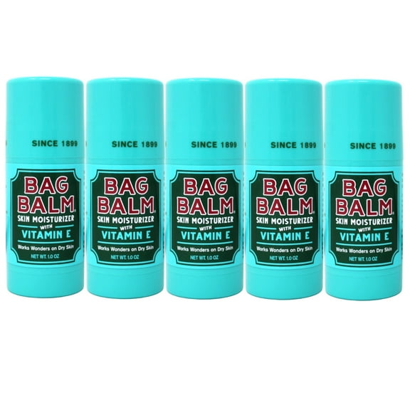 5 Pack - Bag Balm Skin Moisturizing with Vitamin E, Works Wonders on Dry Skin, Stick 1 Ounce