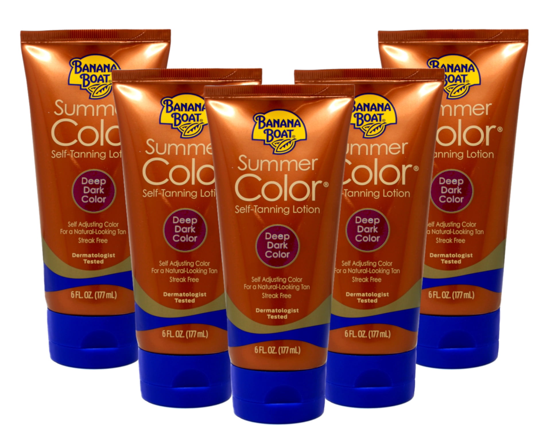 5 Pack Banana Boat Summer Color Self-Tanning Lotion, Deep Dark Color 6oz Each