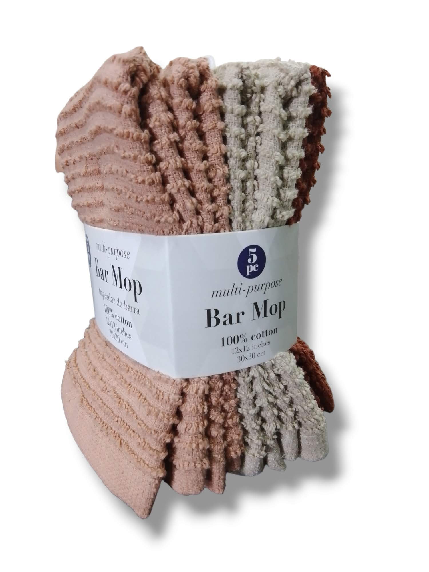 5 Pack Bar Mop Towels, Cleaning Kitchen Dish Cloth, 100 Cotton
