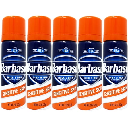 5 Pack Barbasol Sensitive Skin Thick & Rich Shaving Cream 2 Oz Each