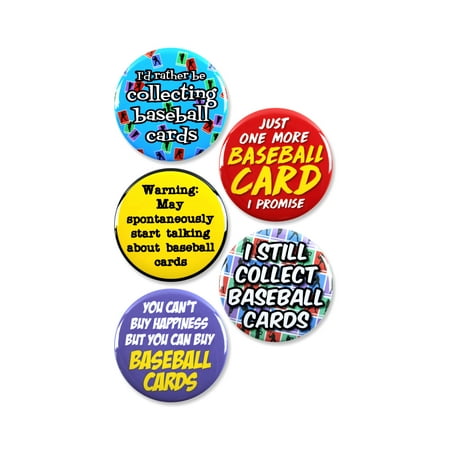 5 Pack - Baseball Card Collector Cartophile Pinback Buttons - 2.25 Inch
