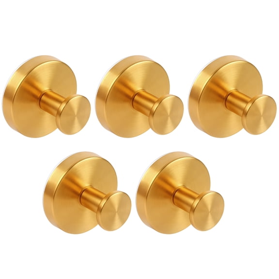Guirnd Suction Cup Hooks for Shower Heavy Duty 5Pcs Gold, Waterproof Removable No-Drill Bathroom Hooks for Glass Door Window Wall