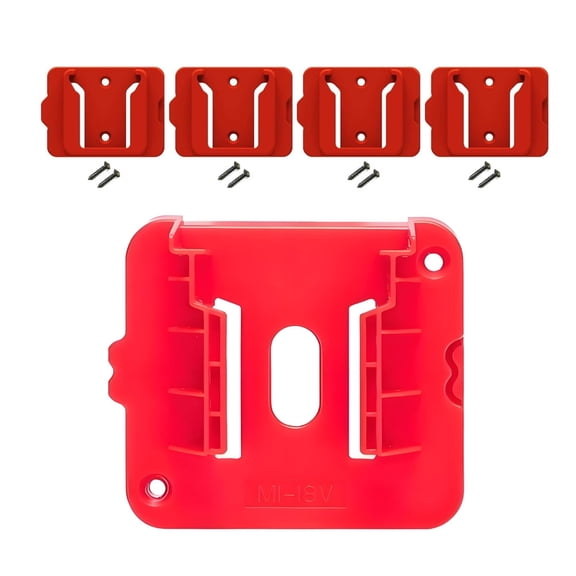 5 Pack Battery Holder Compatible for Milwaukee 18V Battery, Wall Mount Batteries Storage for Work Van, Shelf, Toolbox