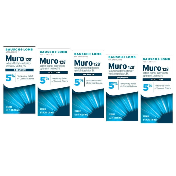 5 Pack - Bausch + Lomb Muro 128 Solution 5% 15 ML Each