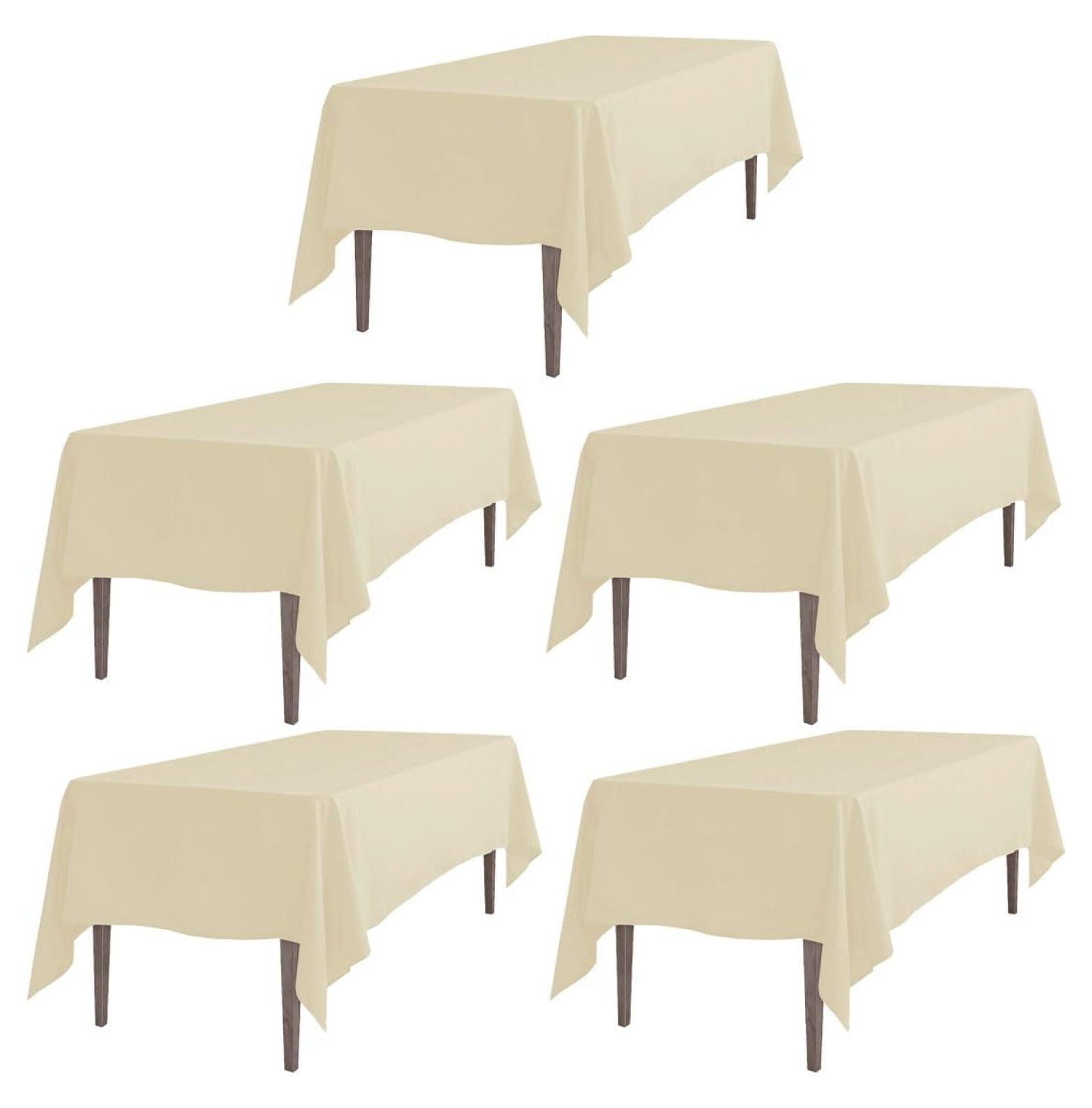 5 Pack Beige Rectangular Tablecloths 60 x 102 Inches for 6 Feet ...