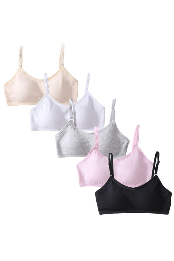 5 Pack Big Girls Bra Comfort Flex Flex Fit Seamless Breathable Training Bras for Girls Bra for Teens Padded Bras for Girls 10-16