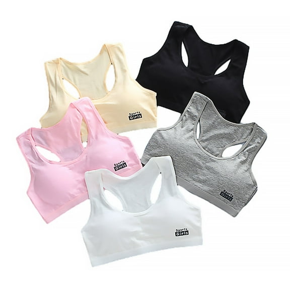 5 Pack Big Girls Bra Comfort Flex Seamless Cami Bralettes Padded Tween Bras for Girls Sports Bra for Teens 10-16