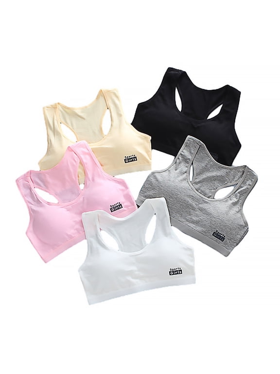 5 Pack Big Girls Bra Comfort Flex Seamless Cami Bralettes Padded Tween Bras for Girls Sports Bra for Teens 10-16
