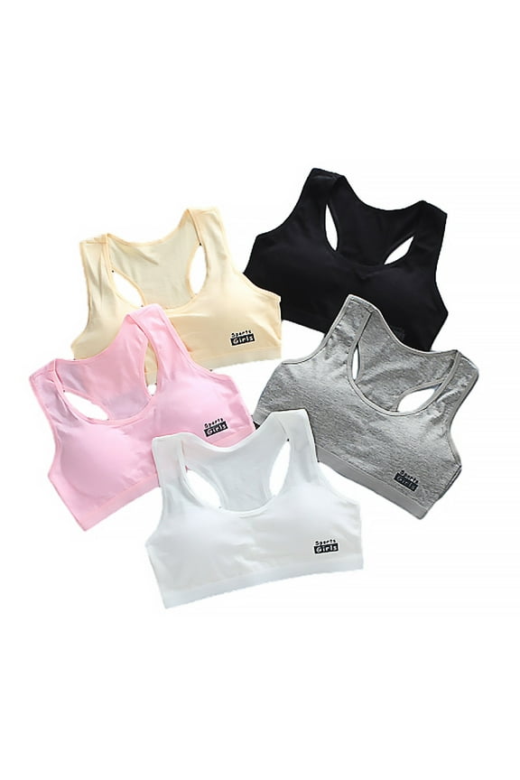 5 Pack Big Girls Bra Comfort Flex Seamless Cami Bralettes Padded Tween Bras for Girls Sports Bra for Teens 10-16