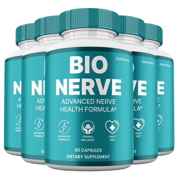 (5 Pack) BioNerve Capsules, Bio Nerve Supplement for Nerve Health, Advanced Maximum Strength Pills Cognitive and Brain