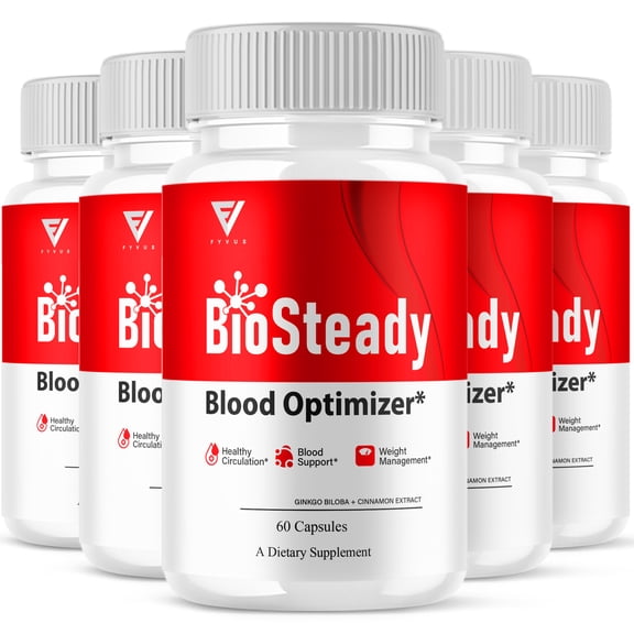 (5 Pack) BioSteady Blood Optimizer, Bio Steady Advanced Formula (300 Capsules)