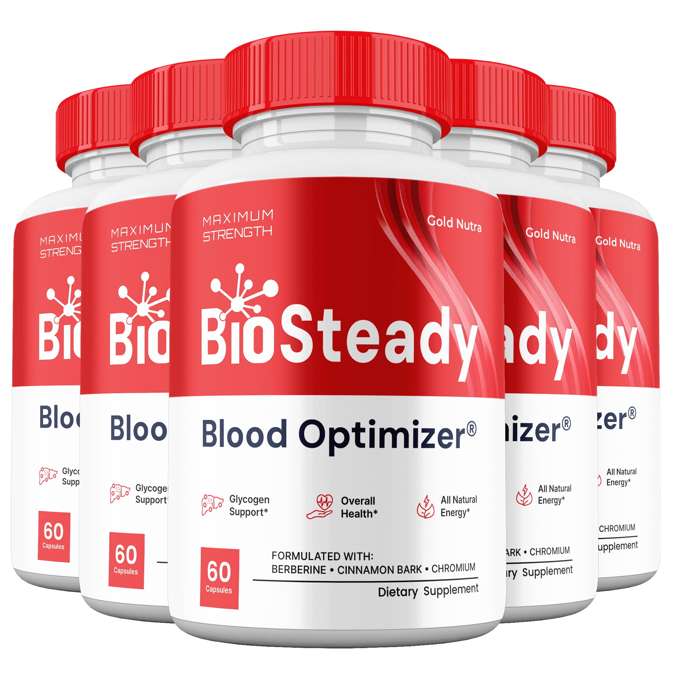 (5 Pack) BioSteady Supplement Capsules, All Natural Glycogen Supplement, BioSteady Pills Maximum Strength