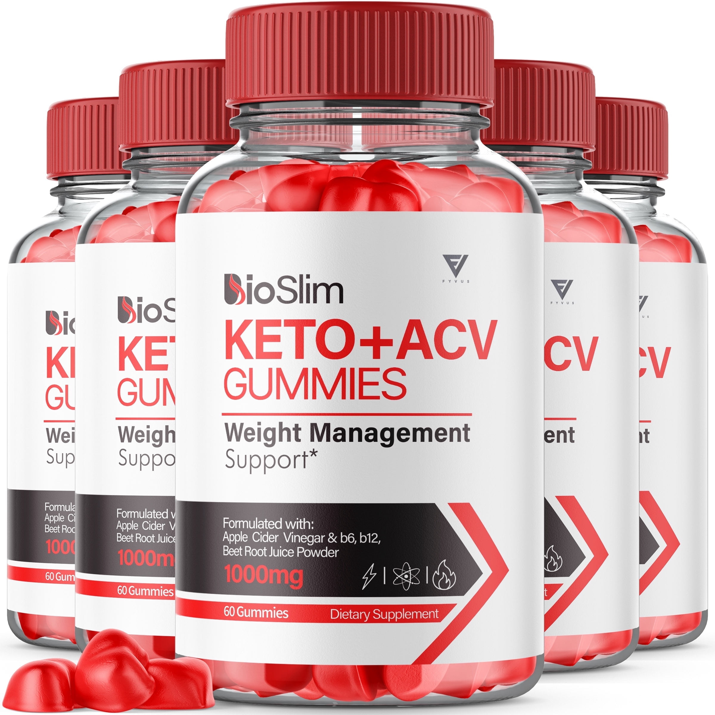 (5 Pack) Bioslim Keto + ACV Gummies Vitamin B12 Vitamin B6 Gut Health