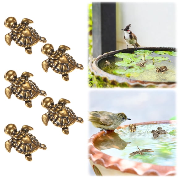 5-Pack Bird Bath Copper Disk, Mini Bird Bath Copper Ornaments for Outdoor Birdbaths/ Bowl Decor [Turtle]