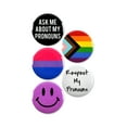 thumbnail image 1 of 5 Pack - Bisexual And Pronoun Pride LGBTQ+ Pinback Buttons - 2.25 Inch, 1 of 2