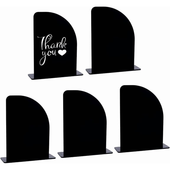 5 Pack Black Acrylic Half Arch Sign with Stand DIY Blank Wedding Memory Sign Place Card Table Number Stand for Ceremony Reception Birthday Parties Large-Scale Activities Black
