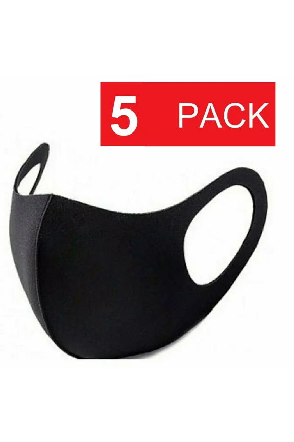 5 Pack Black Face Mask Breathable Durable Washable Cloth Fabric Wholesale