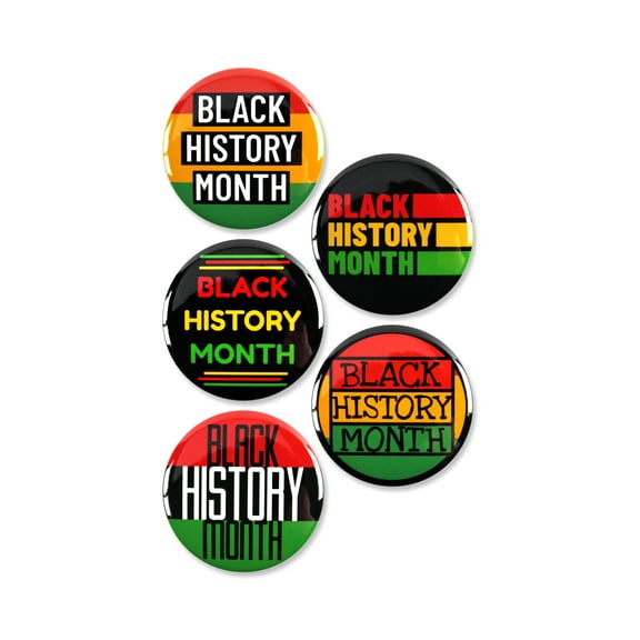 5 Pack - Black History Month Multipack Pinback Buttons - Round 2.25 Inch