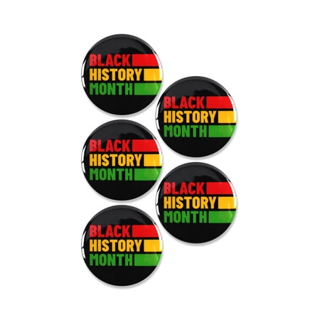 5 Pack - Black History Month Pinback Button Badges - 2.25 Inch Round