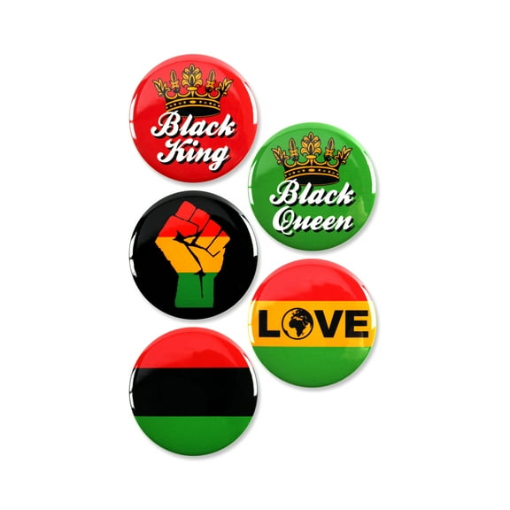 5 Pack - Black King and Queen Pride Pinback Button Badges - 2.25 Inch