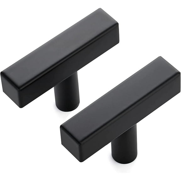 5 Pack Black Square Bar Cabinet Knobs 2 Inch Square Cabinet Pulls Matte Black Single Hole Kitchen Cabinet Handles