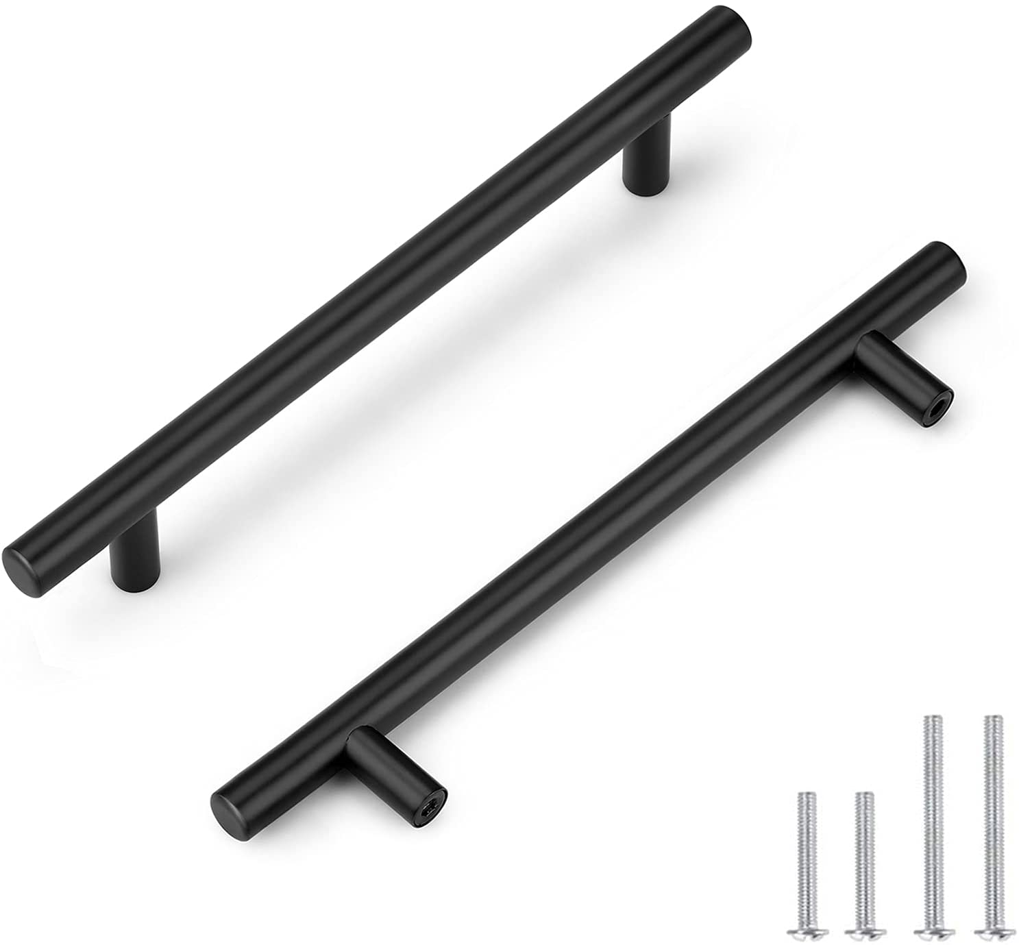 5 Pack Black Stainless Steel Kitchen Door Handles T Bar Drawer