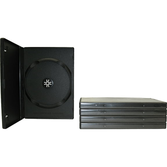 (5-Pack) Black Standard 14mm Empty Single DVD Replacement Cases  Hold One Disc Each  Durable with Clear Wrap-Around Sleeve and Inner Booklet Tabs