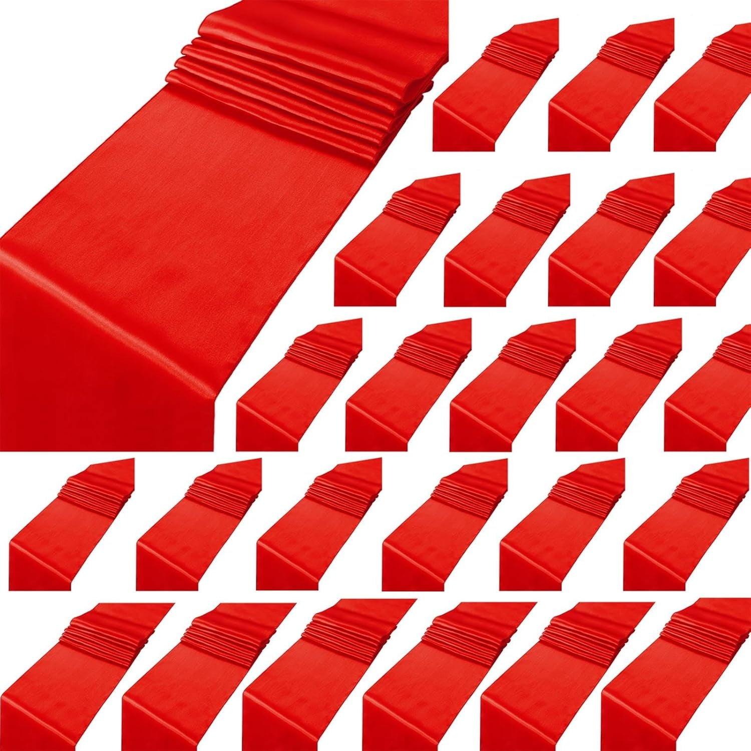 5 Pack Black Table Runners 12 x 108 Inches Long Smooth Silk Satin Table