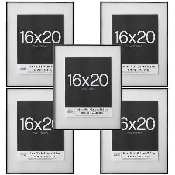 Studio Decor Black Thin 16" x 20" Float Frame, Basics, 5 Pack